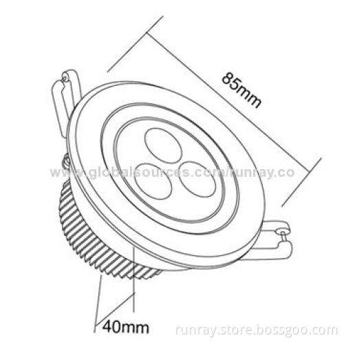 3W LED Ceiling Spotlight, 85-265V AC or 12V DC, 80-110lm/W, High-brightness, 72 Hours Aging Time